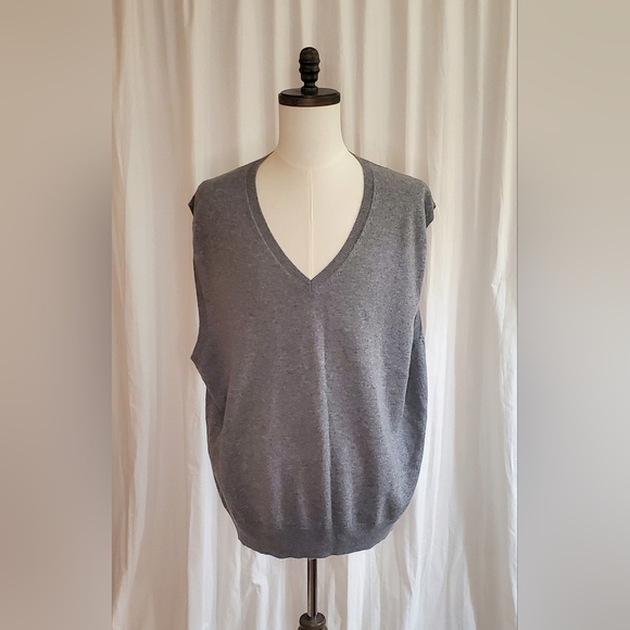 Kallspin Cashmere Wool Blend Sweater Vest Men's Size 2XL Medium Gray V-Neck. - Picture 1 of 9